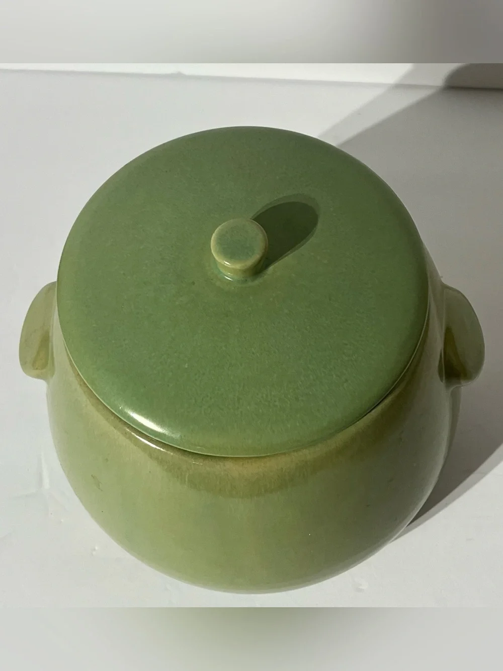 Vintage La Solana Ware Cookie Jar with Lid Bean Pot Style Green MCM 50s